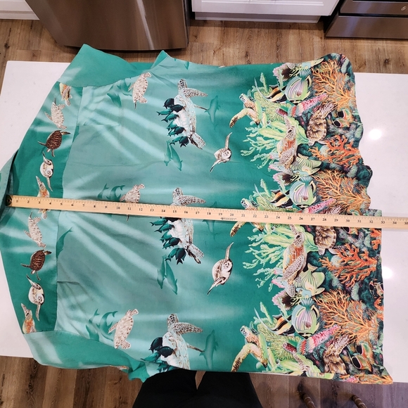 Ky's Vintage Hawaiian Shirt Mens 3XL Green Turtles Button Up Cotton Made in USA - Picture 10 of 11